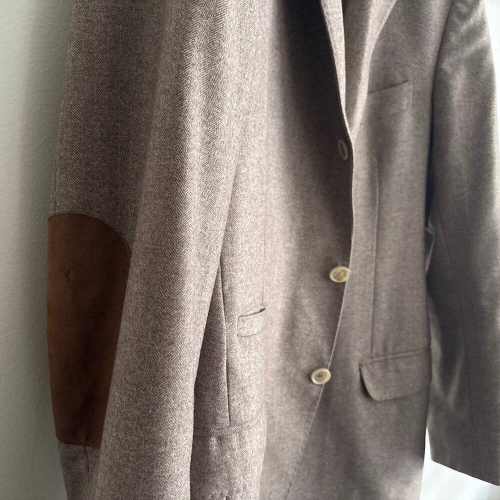 $5500 Brunello Cucinelli Wool Cashmere Herringbone Sport Coat Elbow Patch - 40 - Picture 8 of 16